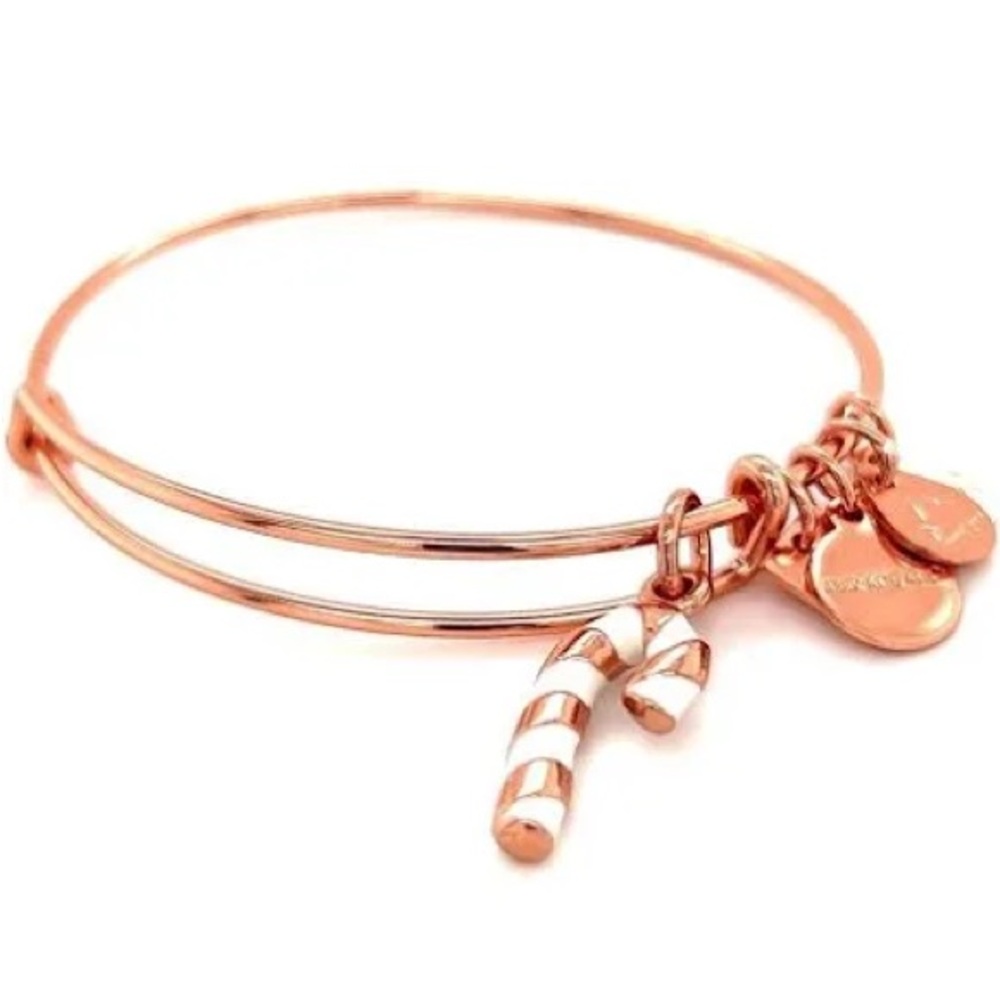New Alex And Ani Rose Gold Candy Cane Bracelet